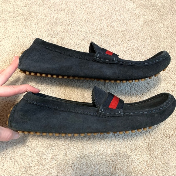 Gucci moccasins drivers loafers blue/red women’s size 38 1/2 - Picture 15 of 16